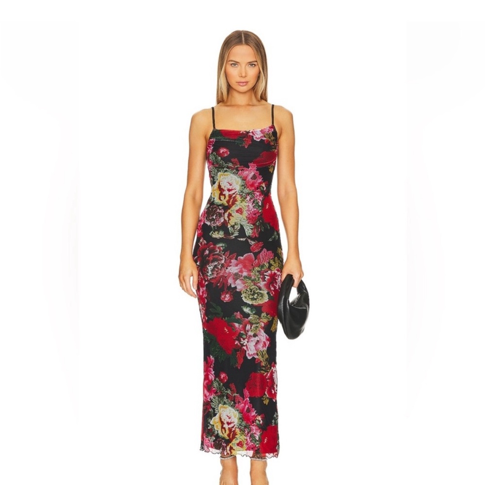 Superdown Molly Maxi Dress in Black Floral Size Small